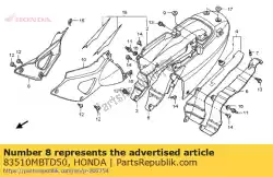 Qui puoi ordinare copertina, r. Lato da Honda , con numero parte 83510MBTD50: