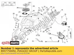 Aqui você pode pedir o tanque de combustível. Preto em Piaggio Group , com o número da peça 89977500NI: