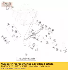 ktm 79438001019M03 oliepomp tandwiel - Onderkant