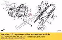 90101MBW000, Honda, parafuso, flange, 10x45 honda vfr  a cbr f rossi fr rr sport fs fireblade crossrunner x rra cbr600f cbr900rr cbr600fr cbr600fs vfr800 vfr800a vfr800x vfr800f 800 600 900 , Novo