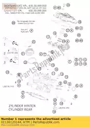 Tutaj możesz zamówić g? Owica cylindra kpl. Ty? 08 od KTM , z numerem części 61136120144: