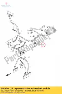 suzuki 5925318H00 abrazadera, fr bk hos - Lado inferior