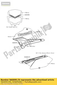 Kawasaki 560690140 pattern,side cover,rh - Bottom side