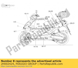 Aprilia 2H002424, Right cover shield decal 