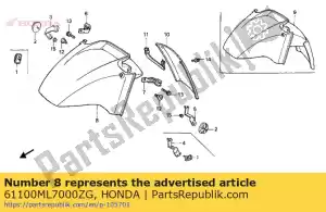 Honda 61100ML7000ZG fender comp fr*pb 147p* - Bottom side