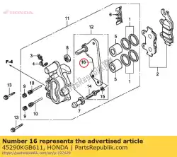 Qui puoi ordinare staffa sub assy., r. Fr. Pinza freno da Honda , con numero parte 45290KGB611: