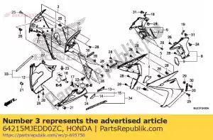 honda 64215MJEDD0ZC ensemble de capot. a, r. milieu (wl) *type1* - La partie au fond