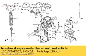 Honda 16015MAK003 conjunto de cámara, flotador - Lado inferior