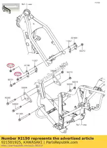 Kawasaki 921501925 bolt,flanged,8x42 - Bottom side