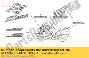 honda 61110MCS940ZB mark, fr. spatbord * type2 * (type2) - Onderkant