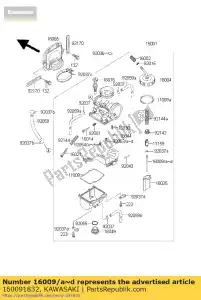 Kawasaki 160091832 needle-jet,r1174k/2af - Bottom side