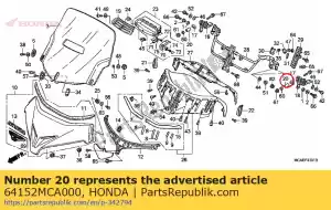 Honda 64152MCA000 kraag, verstelhendel - Onderkant