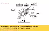 87507MFG750, Honda, étiquette, chaîne d'entraînement honda cbr  fa cb hornet f rr rra cbf na repsol rs s sa r rw n rt cb600f cb600fa cbr125rw cbr600f cbr600fa cbr125r cbr125rt cbr125rs 600 125 , Nouveau