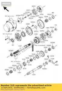 kawasaki 315BA1600 nut-hex-fine gemeenschappelijk - Onderkant