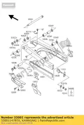 Ici, vous pouvez commander le bras-comp-swing, argent kl650-c1 auprès de Kawasaki , avec le numéro de pièce 330011478TX: