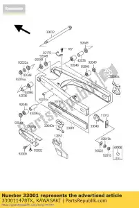 kawasaki 330011478TX bras-comp-swing, argent kl650-c1 - La partie au fond