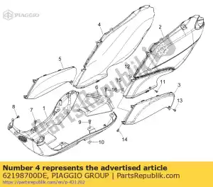 Piaggio Group 62198700DE lado trasero del cuerpo r.h. - Lado inferior