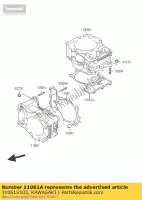 11061S103, Kawasaki, junta, cilindro trasero lv1000-a1 kawasaki klv 1000 2004 2005, Nuevo