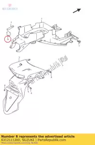 suzuki 6312111J00 kussen, achter fe - Onderkant