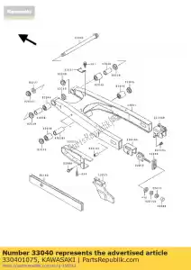 kawasaki 330401075 corrente de ajuste, kl650-a1 interno - Lado inferior