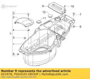 Piaggio Group 621978 batterijklepje - Onderkant