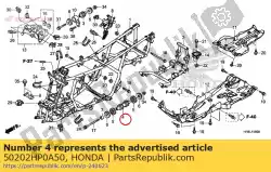 Ici, vous pouvez commander le caoutchouc, fixation inférieure du moteur auprès de Honda , avec le numéro de pièce 50202HP0A50: