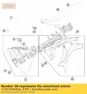 ktm 77207040450 cubierta de asiento exc - Lado inferior