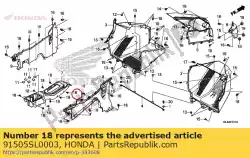 Ici, vous pouvez commander le clip, capuche auprès de Honda , avec le numéro de pièce 91505SL0003: