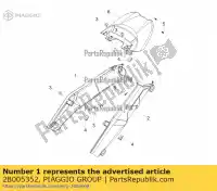 2B005352, Piaggio Group, prawa tylna pokrywa moto-guzzi zgukwa00 zgukwa00, zgukwc00 zgukwb00 zgukwp01 zgukwu00 zgukwua0 zgukya00 zgukya00, zgukye00 zgukyb00 zgukyua0 zgukyub0 850 2019 2020 2021 2022, Nowy