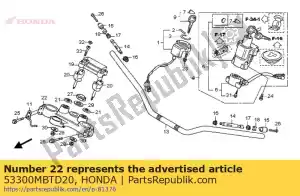 Honda 53300MBTD20 chevalet comp., haut de fourche - La partie au fond