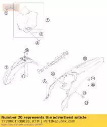 Aqui você pode pedir o pára-choque traseiro sx branco 11 em KTM , com o número da peça 7720801300028: