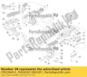 Piaggio Group CM228403 pino de apoio para os pés - Lado inferior