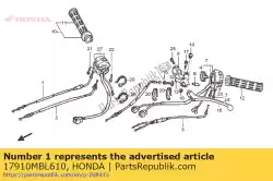 Aqui você pode pedir o cabo comp. A, acelerador em Honda , com o número da peça 17910MBL610: