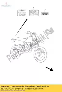 Suzuki 6836728C00 etykieta, ostrze?enie, rz - Dół