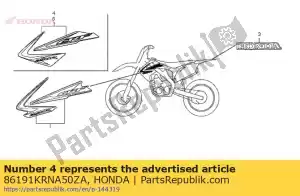 Honda 86191KRNA50ZA marca, r rad * tipo1 * - Lado inferior