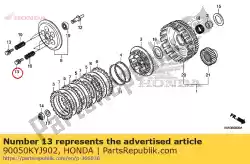 Here you can order the bolt, 6x1. 0 from Honda, with part number 90050KYJ902: