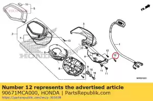 honda 90671MCA000 clipe, fixação do painel - Lado inferior