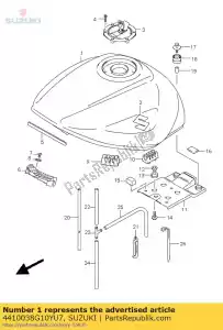 Suzuki 4410038G10YU7 tanque de combustible - Lado inferior