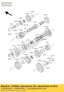 kawasaki 132601665 versnelling, laag vermogen, 41t zr1100-c1 - Onderkant