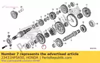 23431HP5A50, Honda, engranaje, contraeje segundo honda trx420fe fourtrax rancher 4x4 es rancer trx420fm1 trx420fm2 trx420tm1 trx420fe1 trx420te1 420 , Nuevo