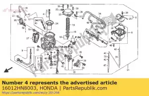 Honda 16012HN8003 juego de agujas, chorro - Lado inferior