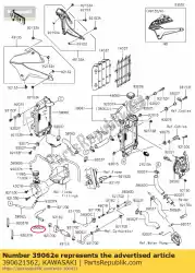 Ici, vous pouvez commander le refroidissement par tuyau klx250-e1 auprès de Kawasaki , avec le numéro de pièce 390621562: