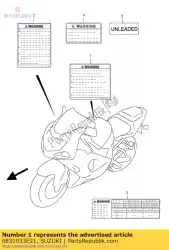 label, algemeen w van Suzuki, met onderdeel nummer 6831933E21, bestel je hier online: