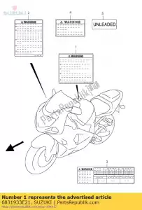 Suzuki 6831933E21 label, algemeen w - Onderkant