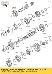 versnelling, input top, 24t van Kawasaki, met onderdeel nummer 132601326, bestel je hier online: