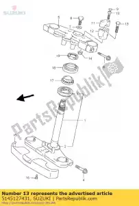 Suzuki 5145127431 boulon, fourche intérieure - La partie au fond