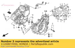 Here you can order the crank case,comp l from Honda, with part number 11200KYJ900: