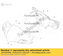 Aprilia 1B006986, Couverture inachevée de guidon avant, OEM: Aprilia 1B006986