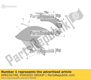 aprilia AP8226748 vorderer kotflügel. schwarz - Unterseite