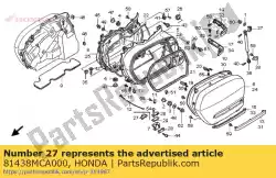 Ici, vous pouvez commander le rondelle, réglage charnière auprès de Honda , avec le numéro de pièce 81438MCA000: